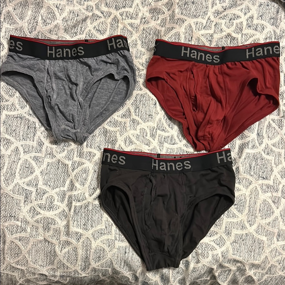 Hanes Men's Underwear - Gray, Red, and Black Briefs Size S